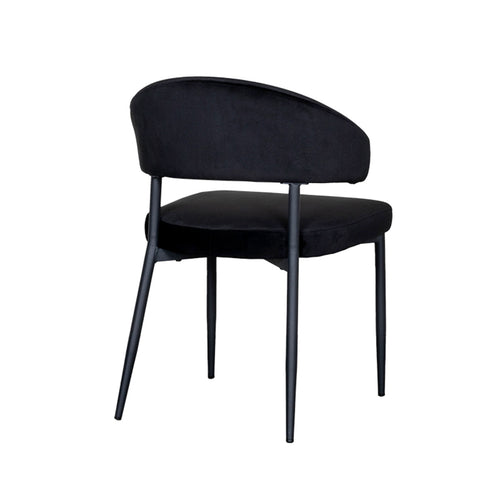 LABEL51 Eetkamerstoel Bliss - Zwart Velvet - Zithoogte 47cm - Set van 2