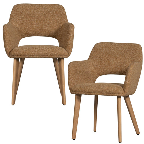 WOOOD eetkamerstoelen houten naturel poot Murat - Geel - Set van 2 - vtwonen shop