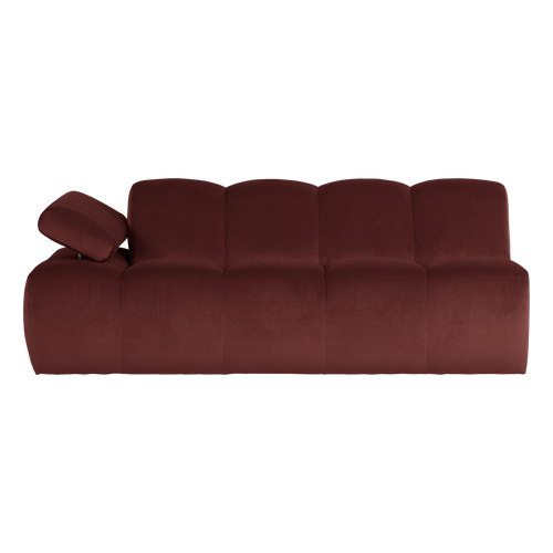 WOOOD 2-zits bank arm links Mojo - Velvet - Kastanjebruin - 74x204x97