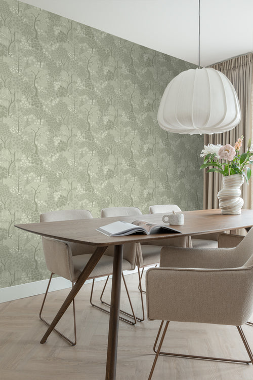 ESTAhome behang bomen en bloemen groen - 50 x 900 cm - 131646 - vtwonen shop