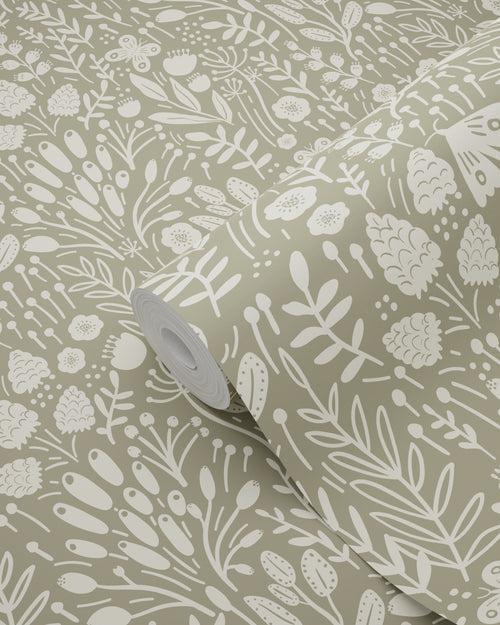 ESTAhome behang bloemetjes licht olijf groen - 50 x 900 cm - 131251 - vtwonen shop