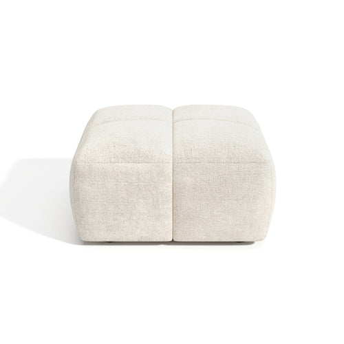 Sia Home - Modulaire poef NUBI - Fluweel met structuur - Crème - 78cm