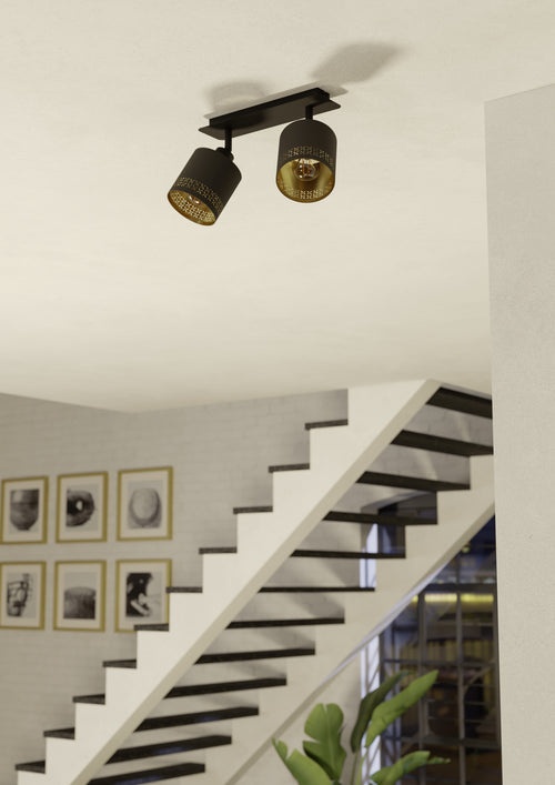 EGLO spot Esteperra - e27 - 33,5 cm - zwart/goud