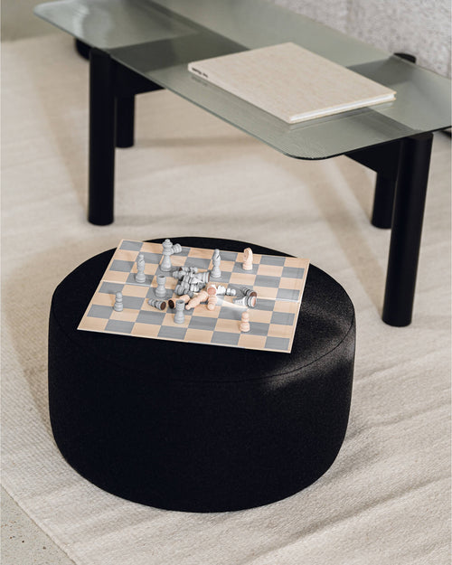 noo.ma Folk Pouf Low - Cloud Beige Bouclé, 50x50x26 cm