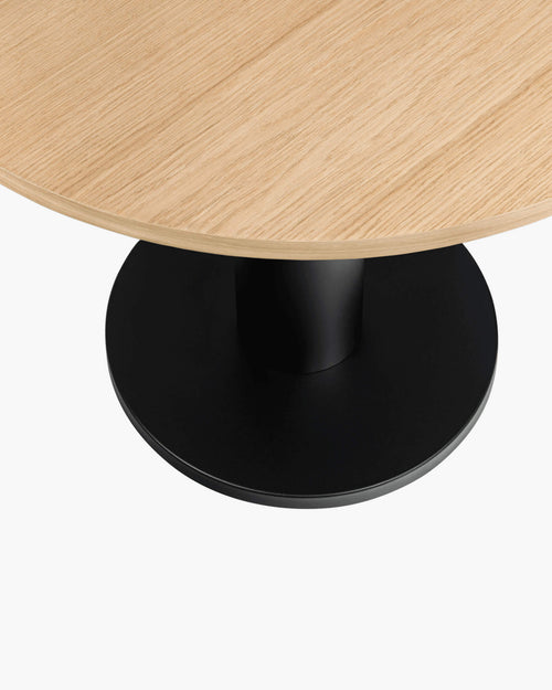 noo.ma Sool Café tafel small - rond eiken fineer Ø65 cm, stalen onderstel, Vulcano Black