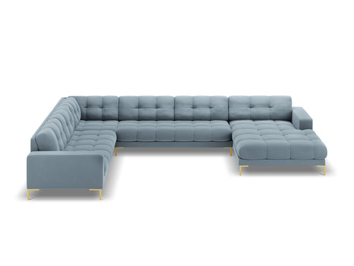 Cosmopolitan Design Panoramische hoekbank links Bali 7-zits, flueel, lichtblauw - 256x327x75cm