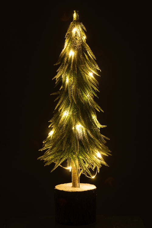 J-Line decoratie kerstboom Sneeuw - kunststof - groen - large - LED lichtjes