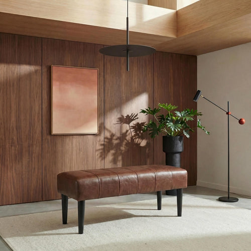 Furnhouse bankje Athea - Bruin - Leer - 50x92x48