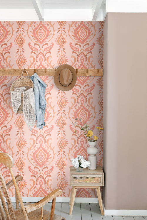 ESTAhome behang ornamenten roze en oranje - 50 x 900 cm - 131695
