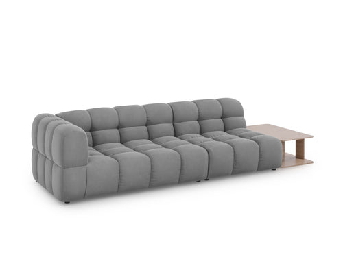 Cosmopolitan Design Rechte modulaire bank Sky 4-zits, flueel, lichtgrijs - 102x297x70cm