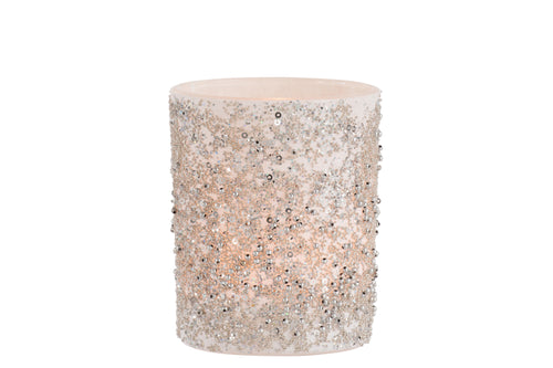 J-Line theelichthouder Parels - glas - zilver - large - 2 stuks - vtwonen shop