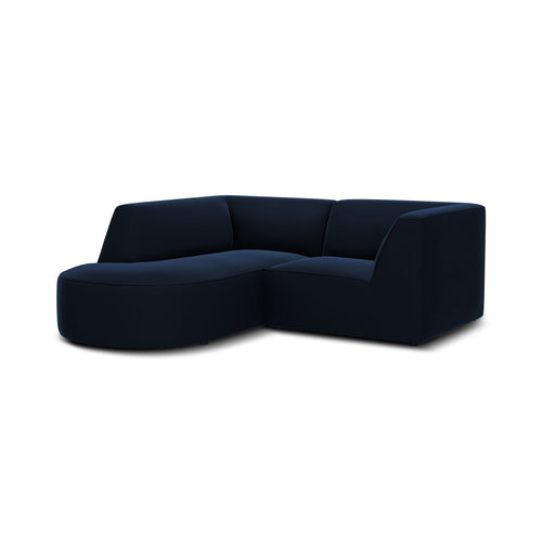Cosmopolitan Design - Modulaire hoekbank links Siena 3-zits, flueel koningsblauw - 180x186x69cm