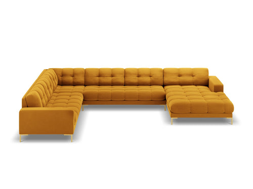 Cosmopolitan Design Panoramische hoekbank links Bali 7-zits, flueel, geel - 256x327x75cm