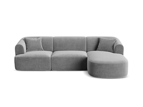 Cosmopolitan Design Modulaire hoekbank rechts Campi 4-zits, flueel grijs - 156x256x70cm