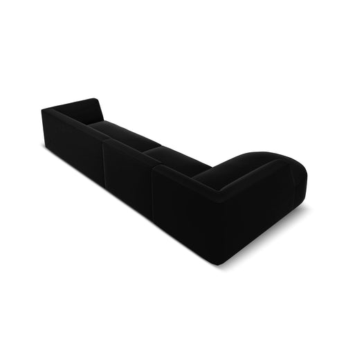 Cosmopolitan Design - Modulaire hoekbank links Siena 5-zits, flueel zwart - 180x366x69cm