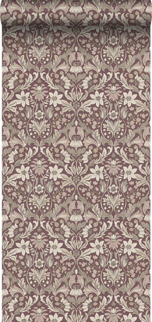 Borastapeter behang vintage bloemen in art nouveau stijl rood - 53 cm x 10.05 m - 660946 - vtwonen shop