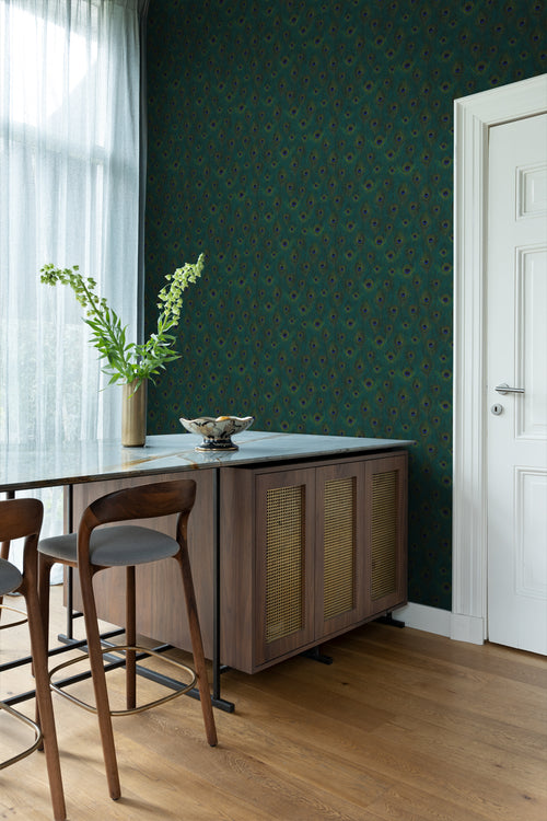 Origin Wallcoverings behang pauwenveren zeegroen - 0,53 x 10,05 m - 347764 - vtwonen shop