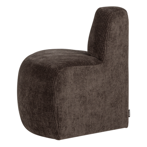 WOOOD eetbank hoek rond rugleuning Mojo Base - Rib - Bruin - 83x76x76