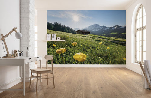 Sanders & Sanders fotobehang Alpen groen en blauw - 400 x 280 cm - 612594