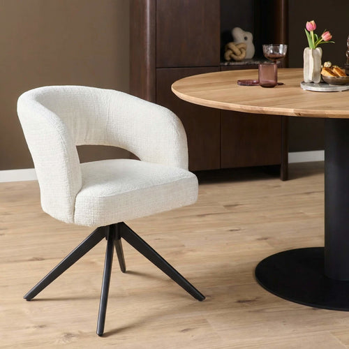 Starfurn Eetkamerstoel Demi - Off White/Zwart - Set van 2