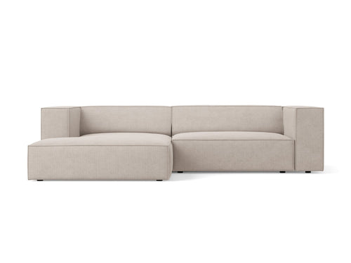 Cosmopolitan Design linker hoekbank Arendal 3-zits, chenille met ribbeleffect, donkerbeige - 166x224x70cm