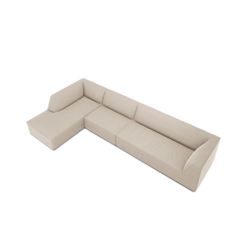 Cosmopolitan Design - Modulaire hoekbank links Siena 5-zits, flueel beige - 180x366x69cm