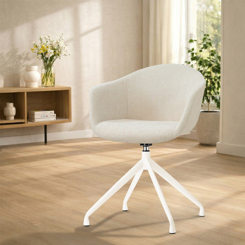 Nolon Nola-Otis Draaibare Eetkamerstoel Cottonbeige - Wit Onderstel