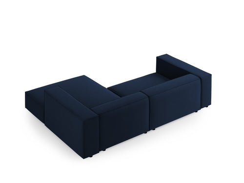 Cosmopolitan Design rechter hoekbank Arendal 3-zits, flueel, koningsblauw - 166x224x70cm