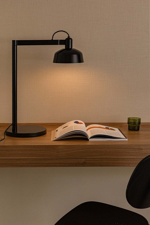 Faro Tatawin Bureaulamp Zwart, Glanzend Zwart 1x E27