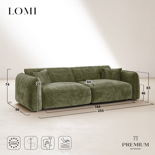 Premium Interiors - Bank LOMI - gewaafd fluweel mol 235cm
