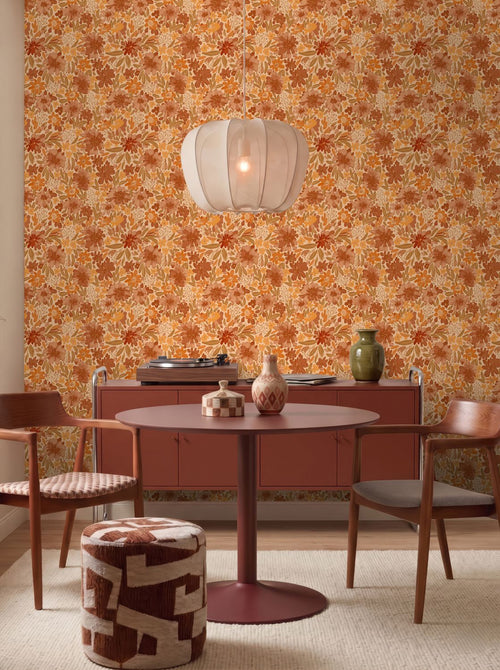 ESTAhome behang bloemen terracotta - 50 x 900 cm - 132194