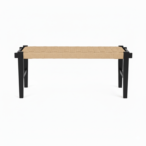 Furnhouse bankje Nobel - Zwart - Papiergaren - 38x110x47