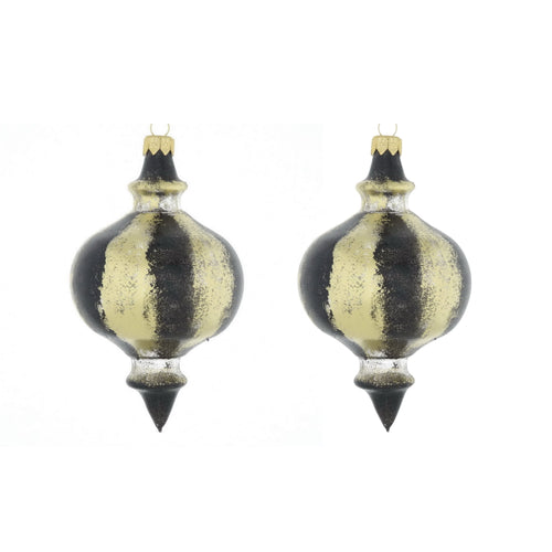 Dagmara kerstdecoratie – tolvorm – zwart en goud – glas – set van 2 - vtwonen shop