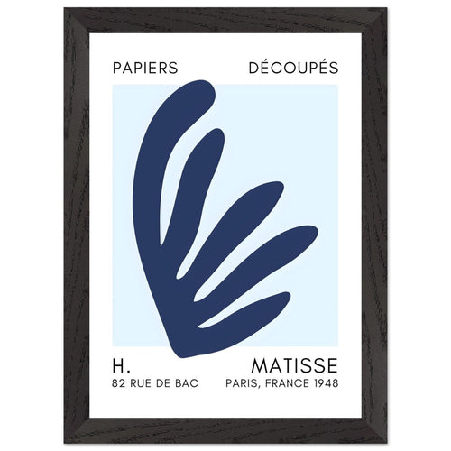 Artfulprints Poster met Lijst Matisse – Aquatic impression navy blue I   - A4 21x29.7 cm - Blauw