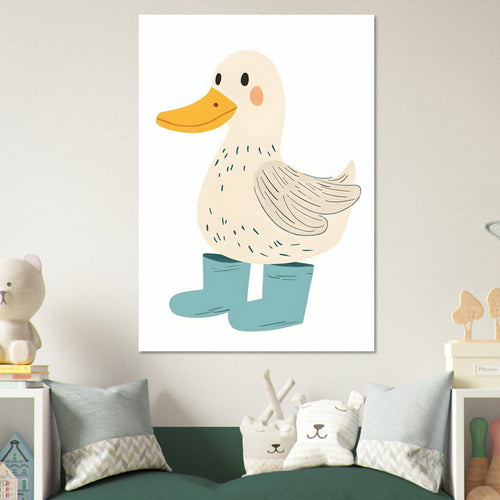 Artfulprints  Lieve eend op regenlaarzen   poster A4 21x29.7 cm