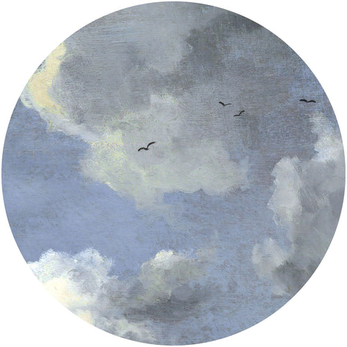 Sanders & Sanders zelfklevende behangcirkel wolken grijsblauw - Ø 125 cm - 611771