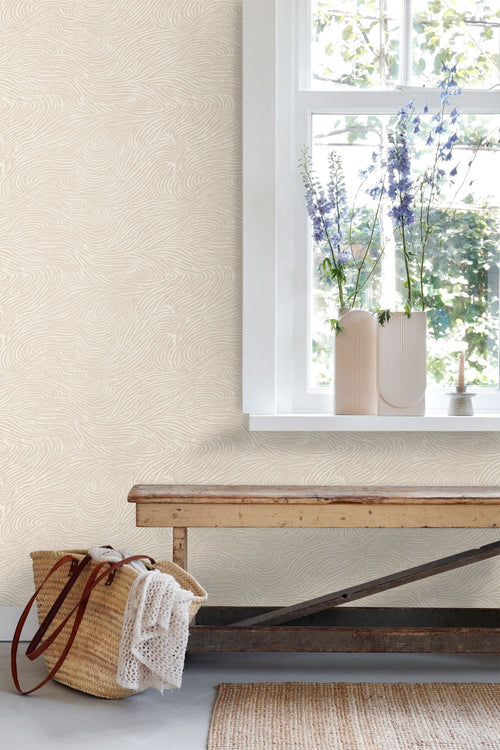 ESTAhome behang 3d golvende lijnen lichtbeige - 53 cm x 10.05 m - 139660