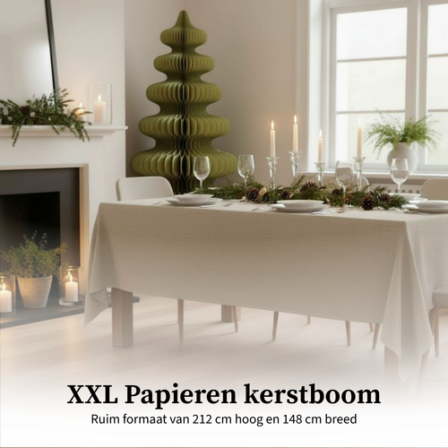 Mica Decorations Papieren Kerstboom - Opvouwbare Kunstkerstboom - H212 x Ø148 cm - Kerst Decoratie - FSC 100% - Groen