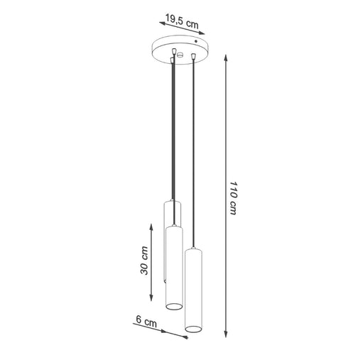 Sollux hanglamp Lagos - 3 lichts - 19.5  x 110   cm - zwart - vtwonen shop