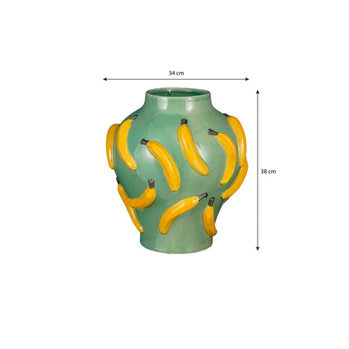 Mica Decorations Moza Vaas - H38 x Ø34 cm - Keramiek - Lichtgroen