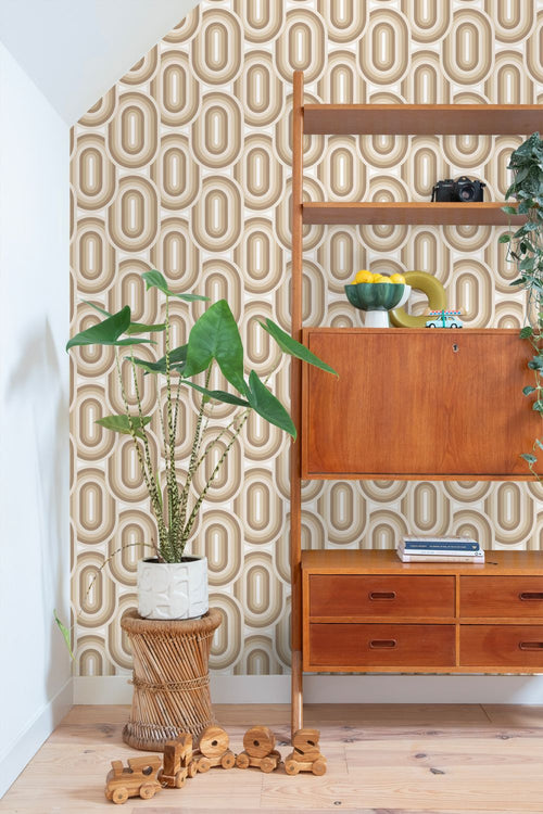 ESTAhome behang retro ornamenten beige en bruin - 53 cm x 10.05 m - 130981