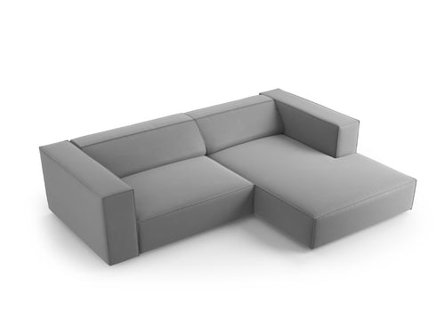 Cosmopolitan Design rechter hoekbank Arendal 3-zits, flueel, lichtgrijs - 166x224x70cm