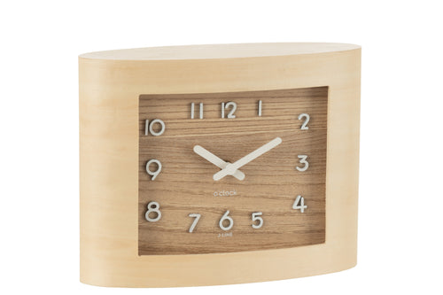 J-Line klok Rechthoekig - multiplex/hout - naturel - 25 x 19 cm - vtwonen shop