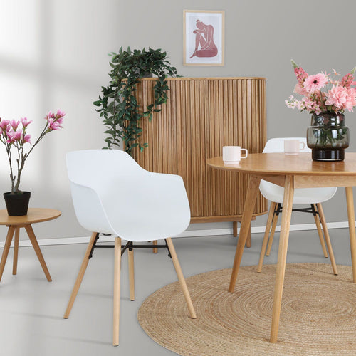 Nolon Nena-Puk Eetkamerstoelen Set van 2 - Wit - Houten Poten - vtwonen shop