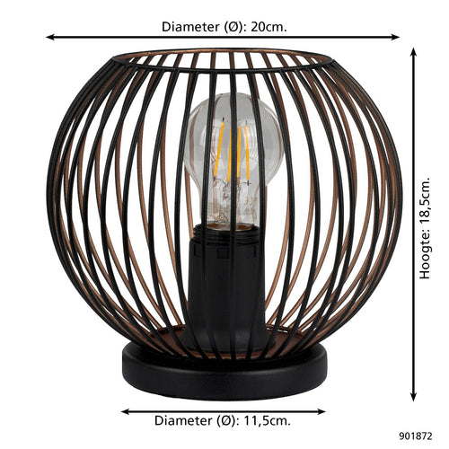 EGLO tafellamp Almanzora - e27 - ø 20 cm - zwart/koper - vtwonen shop