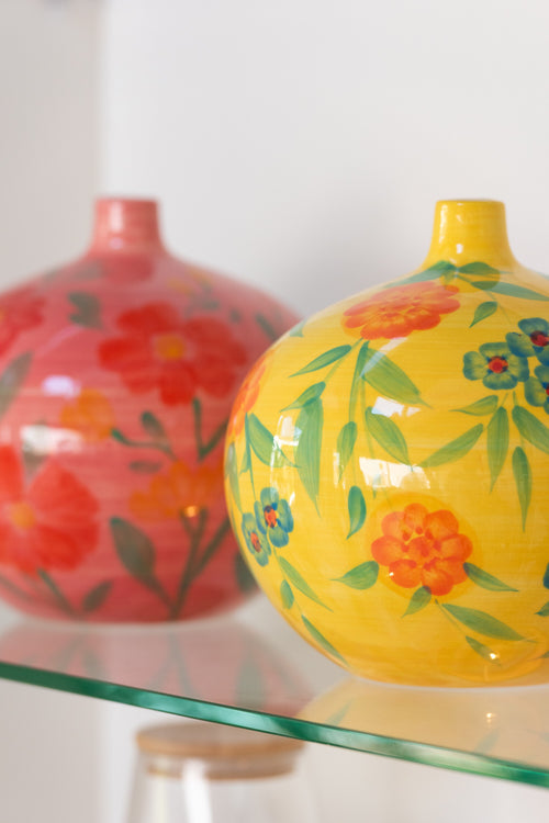 J-Line vaas Jug Alegria - keramiek - mix - 2 stuks - Ø 21 cm