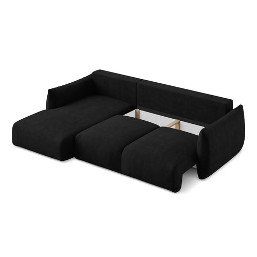 LaMiaSofa hoekbank links Savona - chenille stof - zwart - 242x162x90