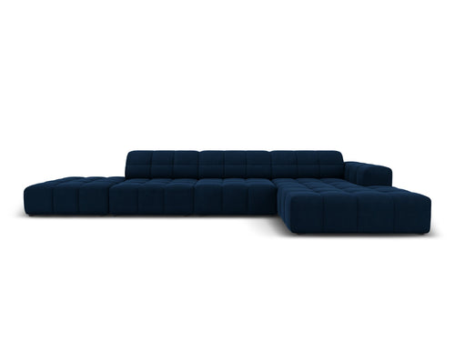 Cosmopolitan Design rechter hoekbank Chicago 5-zits, flueel koningsblauw - 167x348x78cm