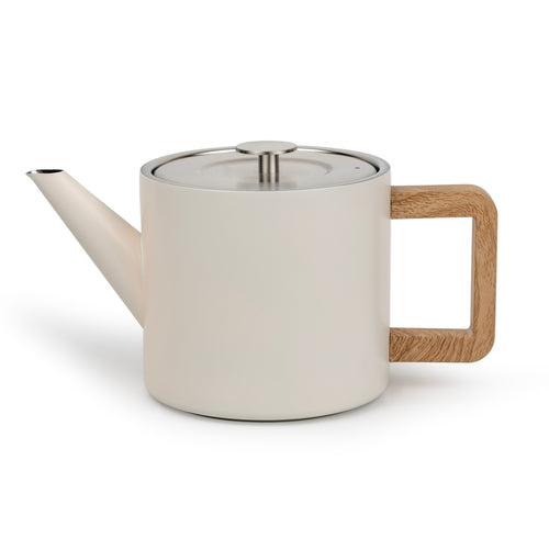 Bredemeijer - Dubbelwandige theepot Narvik - 1,1 liter - Warm wit - Met filter - vtwonen shop