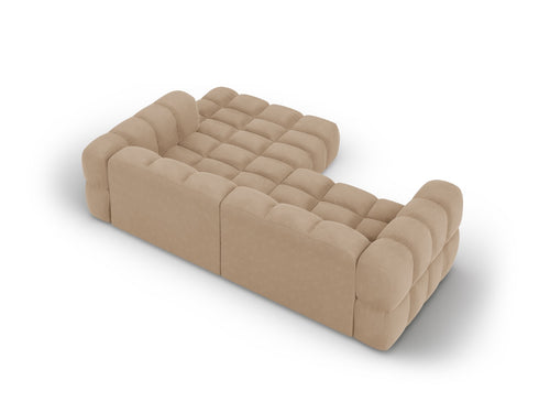 Cosmopolitan Design Modulaire hoekbank rechts Sky 3-zits, flueel, zand - 162x244x70cm